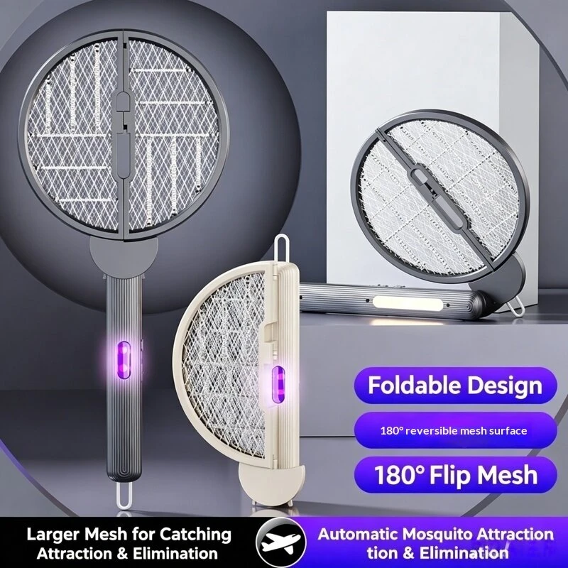 Tevorex Dual-Head Foldable Electric Mosquito Swatter 4-In-1 Rechargeable Handheld Fly Killer Bug Zapper for Indoor Outdoor — view 2
