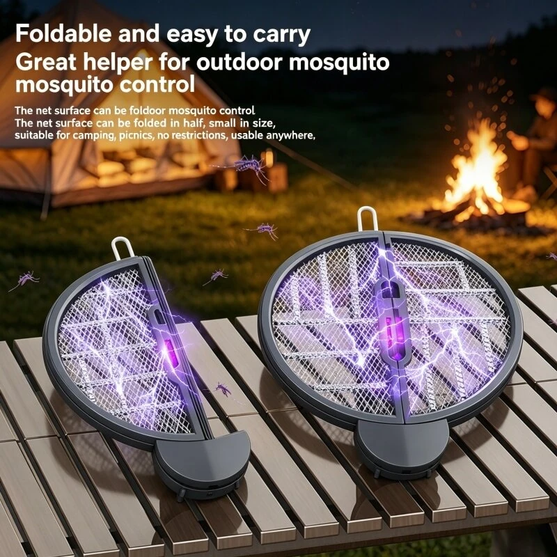 Tevorex Dual-Head Foldable Electric Mosquito Swatter 4-In-1 Rechargeable Handheld Fly Killer Bug Zapper for Indoor Outdoor — view 5