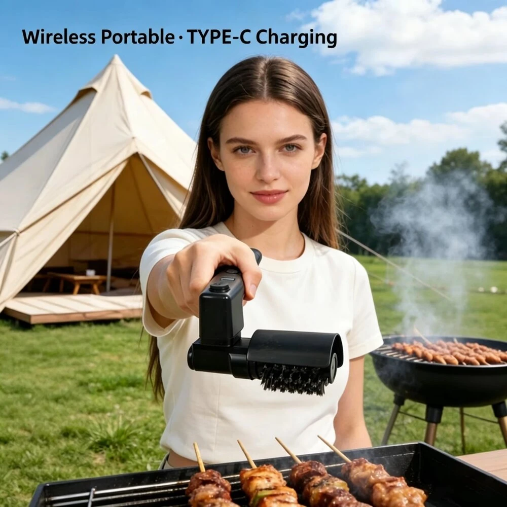 Tevorex Electric BBQ Grill Cleaning Brush with LCD Display 270° Brush Head Adjustable 50dB Quiet Operation USB Rechargeable Portable Cleaning Brush — view 5
