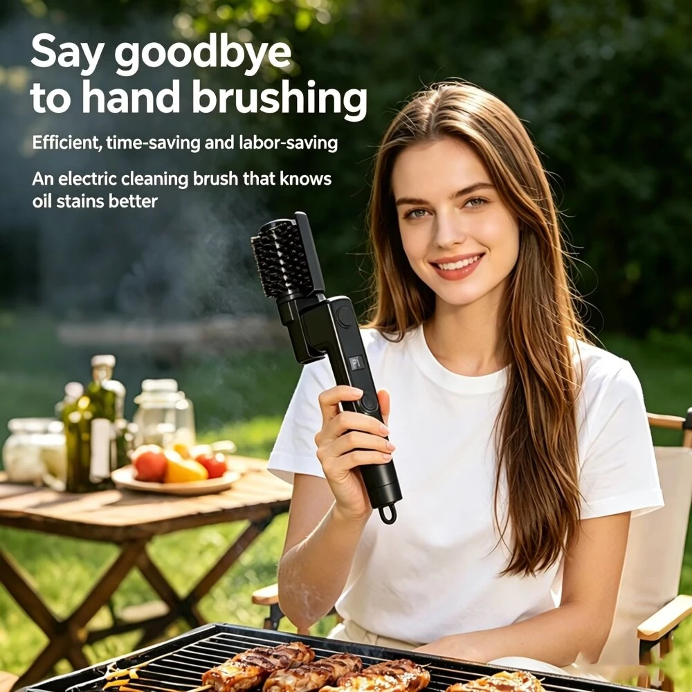 Tevorex Electric BBQ Grill Cleaning Brush with LCD Display 270° Brush Head Adjustable 50dB Quiet Operation USB Rechargeable Portable Cleaning Brush — view 6