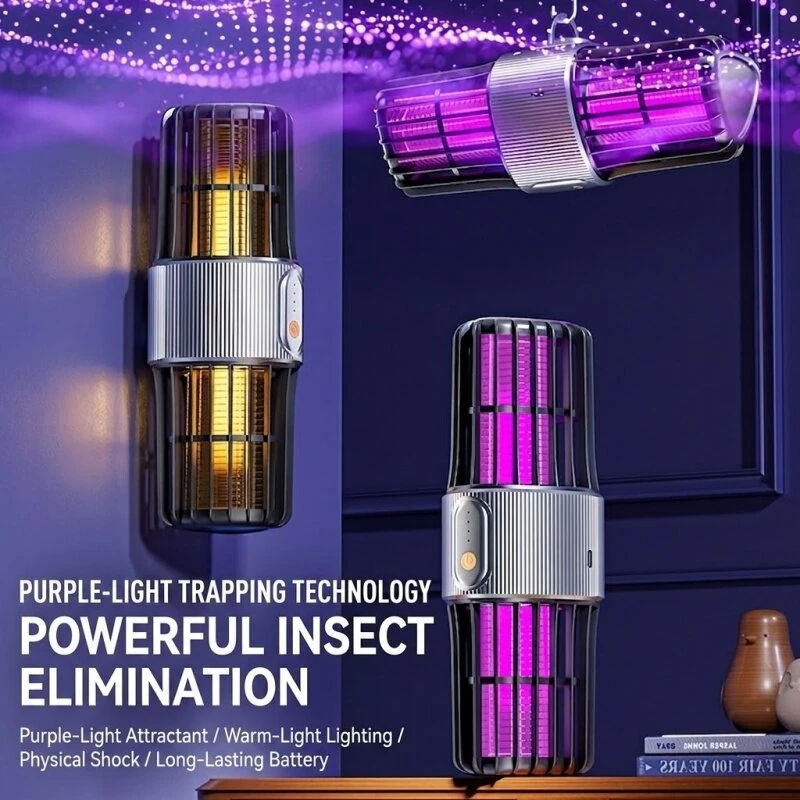 Tevorex Electric UV Mosquito Killer Lamp USB Rechargeable 2 in 1 Portable Bug Zapper for Indoor Outdoor — view 2