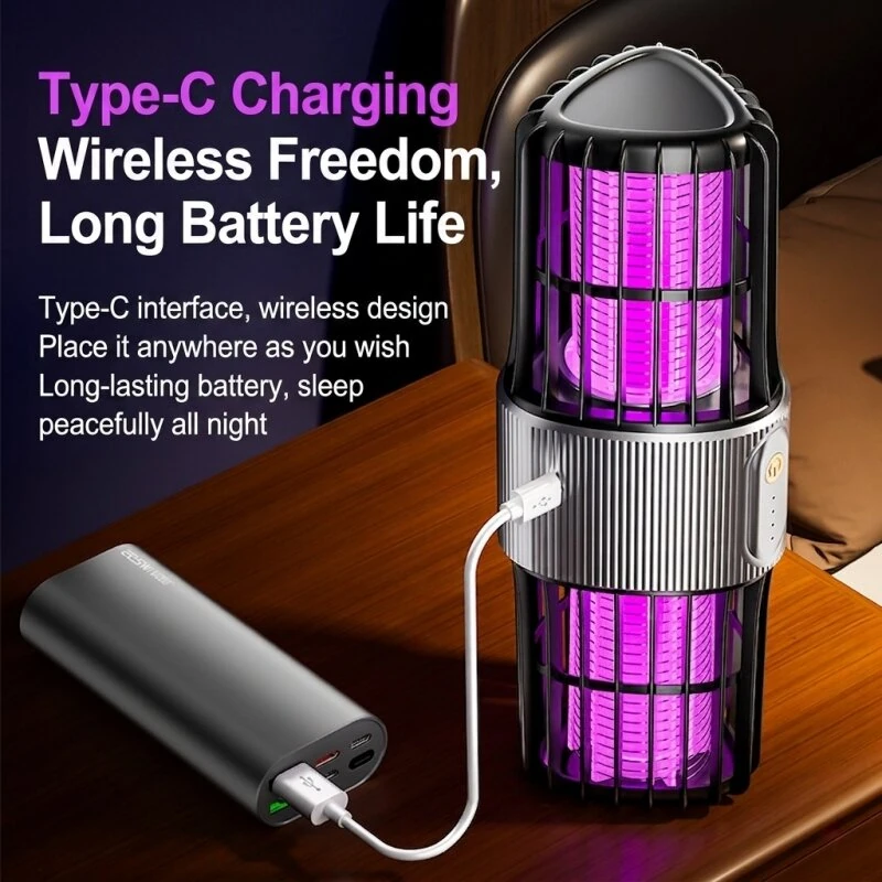 Tevorex Electric UV Mosquito Killer Lamp USB Rechargeable 2 in 1 Portable Bug Zapper for Indoor Outdoor — view 4