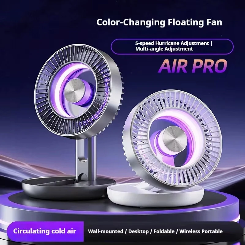 Tevorex Foldable Air Circulation Fan USB Rechargeable 9 Blades 5 Speeds Quiet Desk Fan with LED Display for Home Office Bedroom — view 2