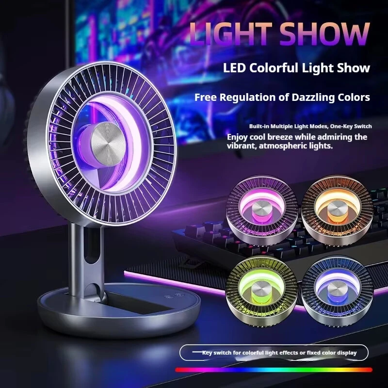 Tevorex Foldable Air Circulation Fan USB Rechargeable 9 Blades 5 Speeds Quiet Desk Fan with LED Display for Home Office Bedroom — view 4