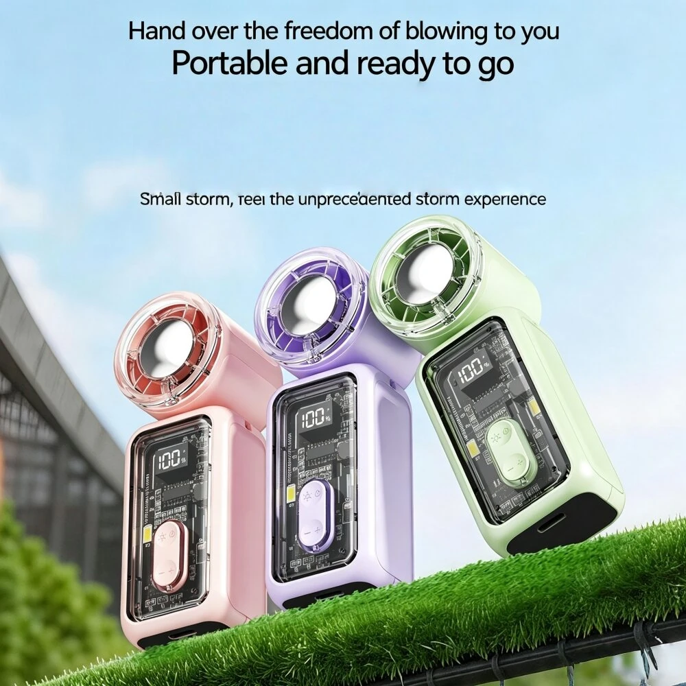 Tevorex K7 Portable Handheld Fan 199 Speed Levels Type C Fast Charging Rechargeable Mini Foldable Fan with LED Display for Travel Office — view 3