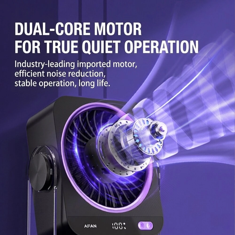 Tevorex K818 Portable Desktop Fan 5 Gears Wind 360° Circulation Adjustable Ultra Quiet Operation Long Battery Rechargeable Ice Cooling Fan with Digital for Home Office — view 4