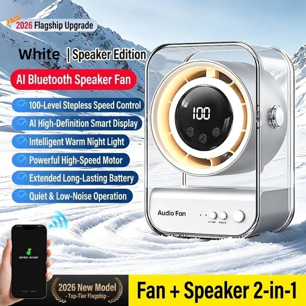 Tevorex Mini Portable Fan with Bluetooth Speaker USB Rechargeable 100 Speed Levels Quiet Operation LED Display for Home Office Travel — view 6