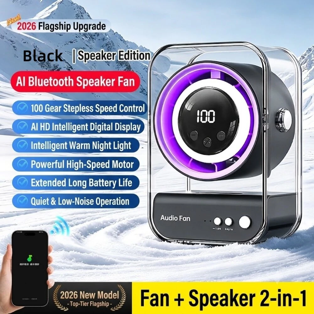 Tevorex Mini Portable Fan with Bluetooth Speaker USB Rechargeable 100 Speed Levels Quiet Operation LED Display for Home Office Travel — view 7