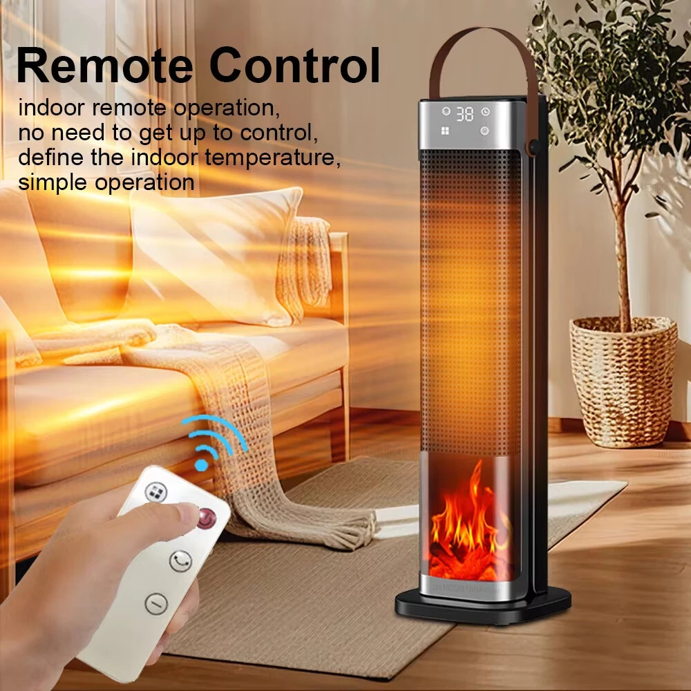 Tevorex Portable Flame Space Heater 2000W Electric Heater with Remote Control 12H Timer PTC Ceramic Heating Safety Heat for Home Bedroom — view 2