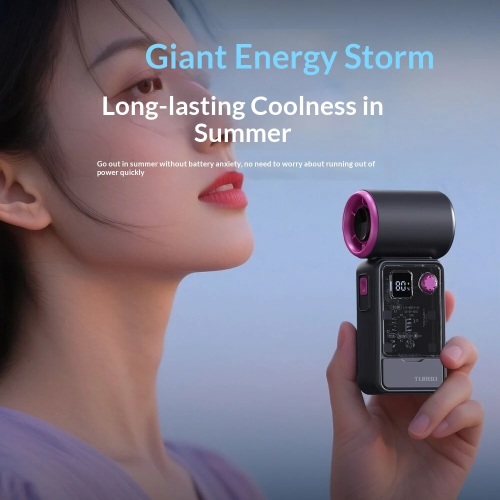 Tevorex Portable Handheld Cooling Fan, USB Rechargeable Mini Fan with Adjustable High-Speed Airflow, Smart Digital Display, Long Endurance Battery & Quiet Design for Home, Office & Travel — view 5