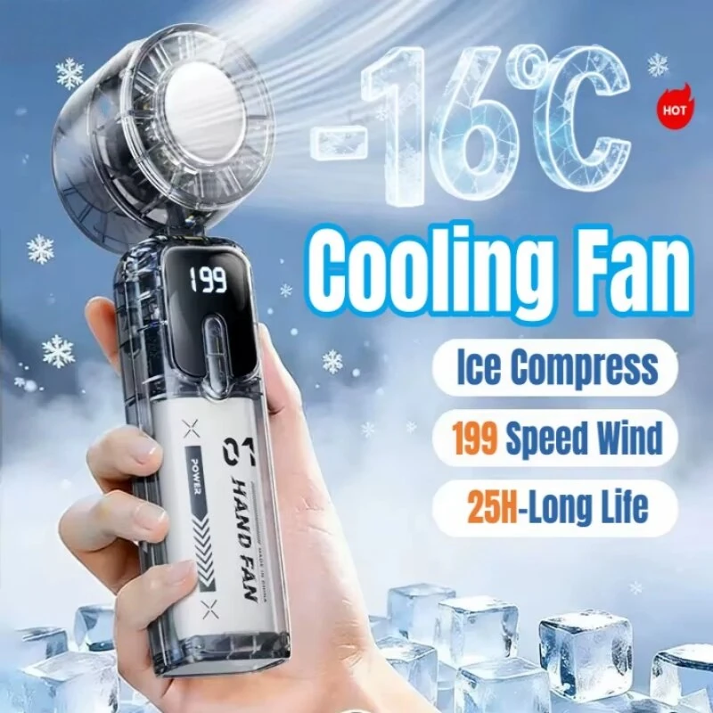Tevorex Portable Mini Handheld Cooling Fan 199 Speeds Adjustable 42000rpm High Power Airflow Long Battery USB Rechargeable Foldable Fan with LED Digital Display for Home Office — view 2