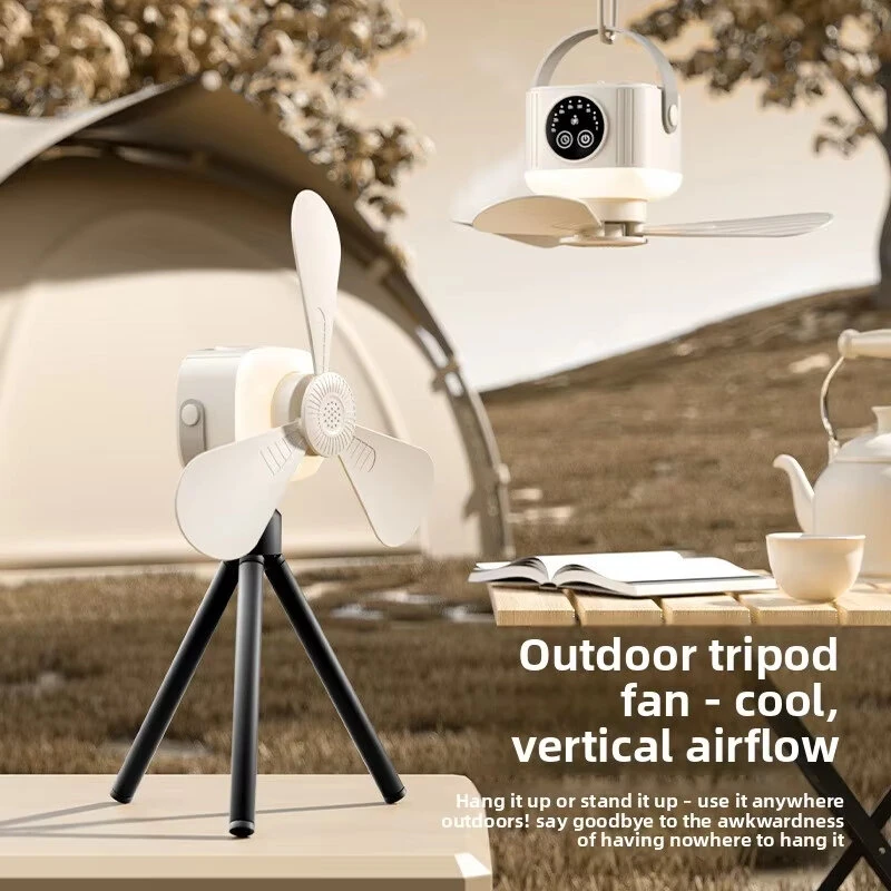 Tevorex Portable Rechargeable Ceiling Fan Light 7200mAh Battery 4 Speeds 3 Color LED Lighting Timer Low Noise 2 in 1 Fan Lamp with Remote Control for Home Office Dorm — view 3