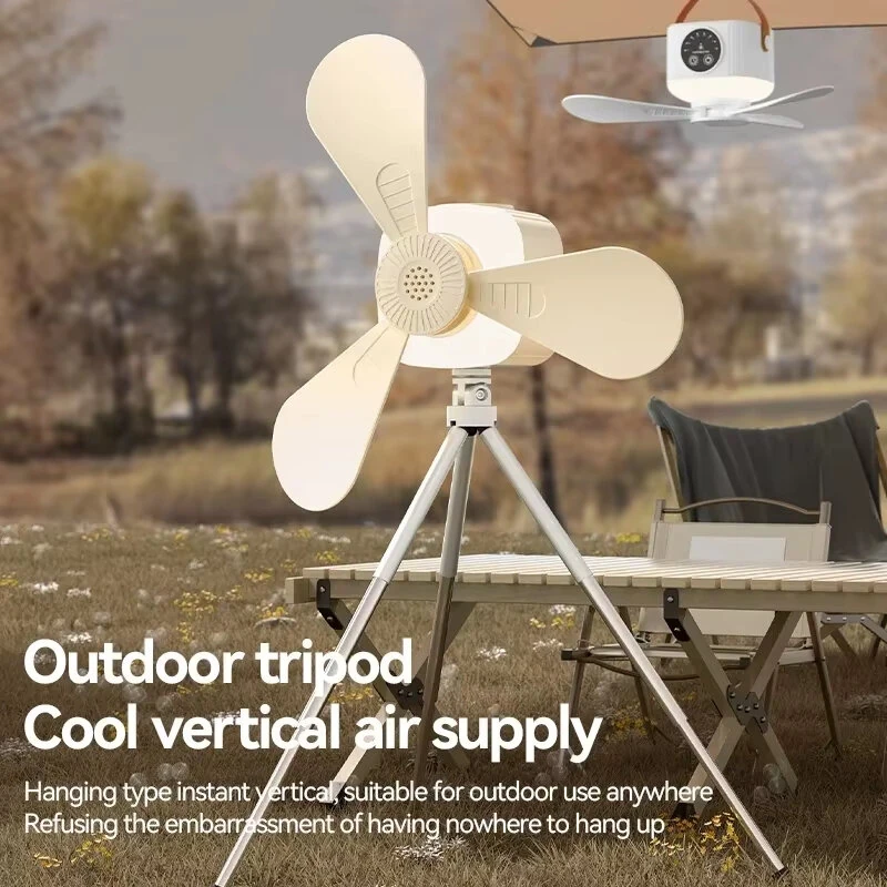 Tevorex Portable Rechargeable Ceiling Fan Light 7200mAh Battery 4 Speeds 3 Color LED Lighting Timer Low Noise 2 in 1 Fan Lamp with Remote Control for Home Office Dorm — view 4