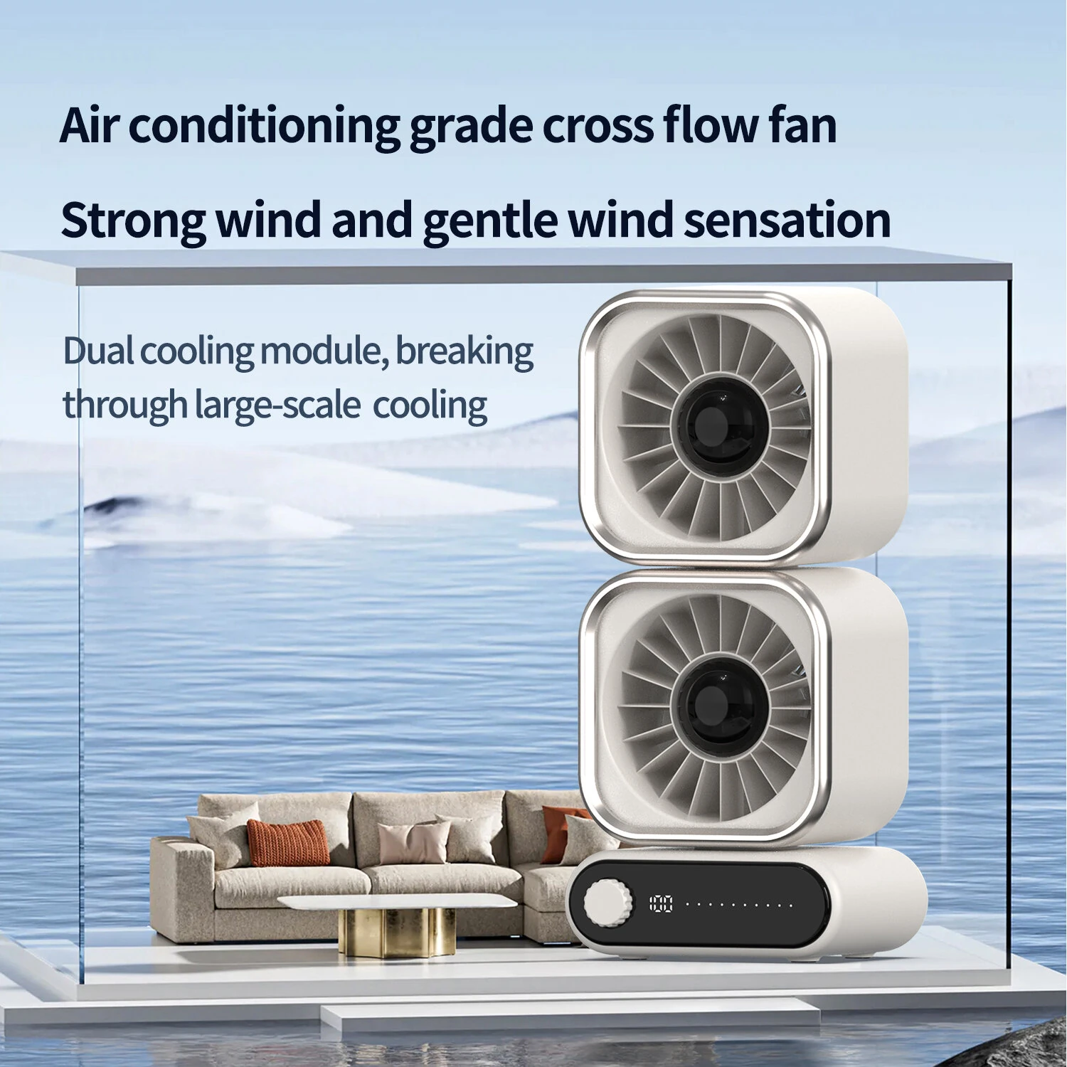Tevorex Portable Rechargeable Dual Head Desktop Fan 360° Rotational Airflow Speed Adjustable Mini Silent Electric Fan for Home and Office — view 4