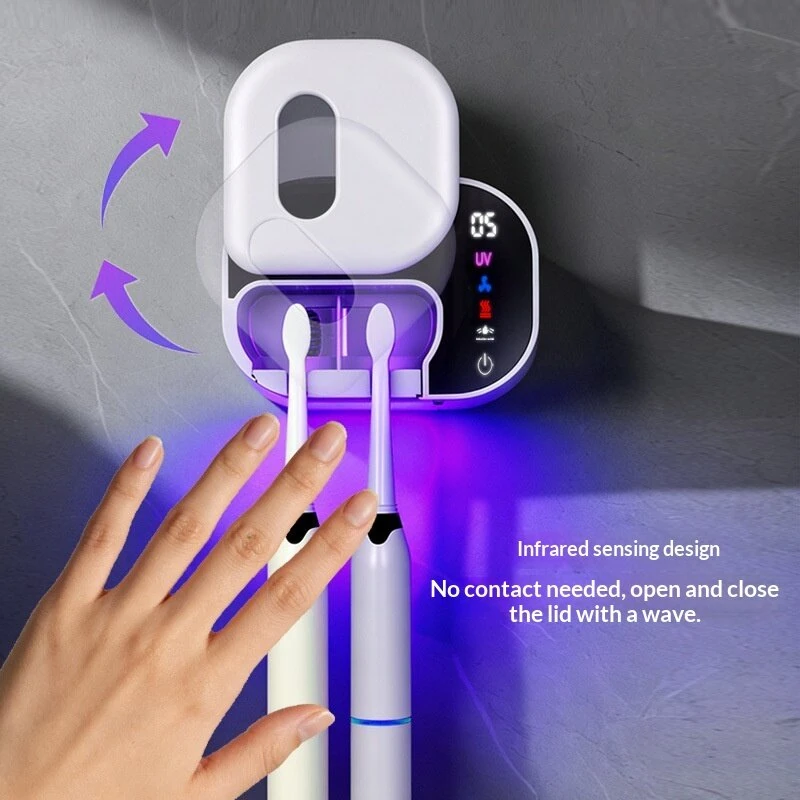 Tevorex Portable Toothbrush Sterilizer UVC Auto Sterilization Heating Drying Timer Type C Rechargeable with LED Display for Home — view 3