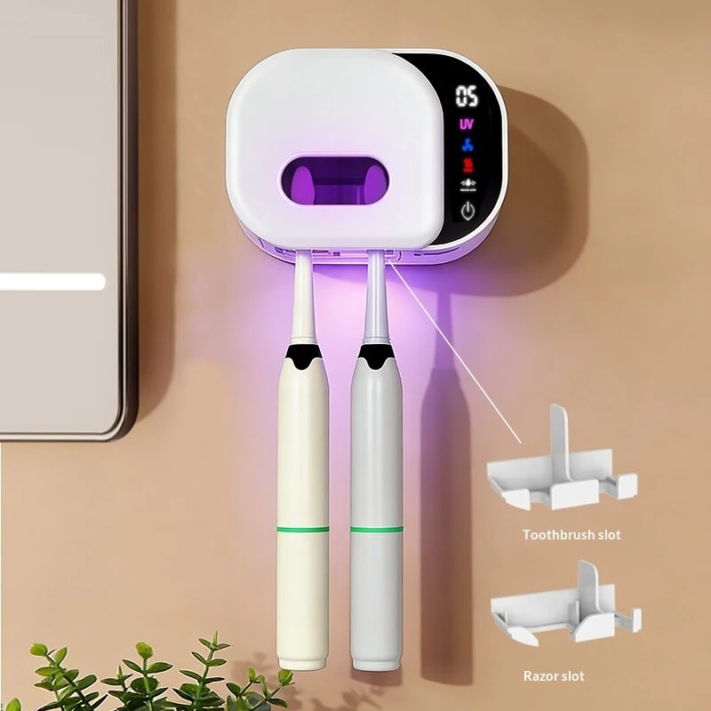 Tevorex Portable Toothbrush Sterilizer UVC Auto Sterilization Heating Drying Timer Type C Rechargeable with LED Display for Home — view 5