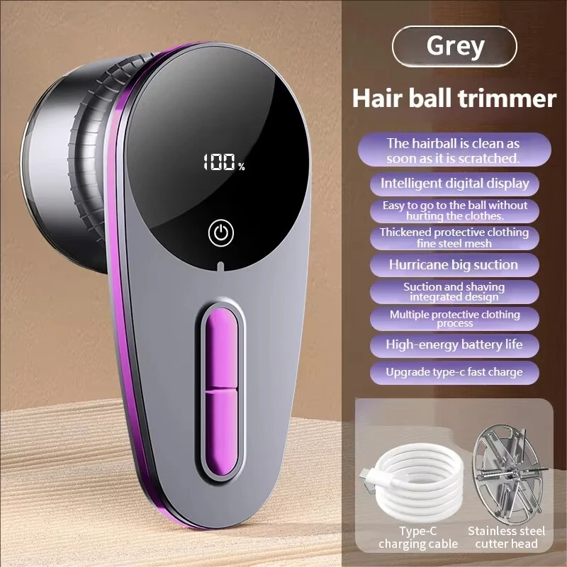 Tevorex Rechargeable Electric Lint Shaver Intelligent Digital Display Type C Fast Charging Portable Hair Ball Trimmer with Large Lint Compartment for Home — view 3
