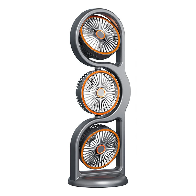 Tevorex Three Head Desktop Portable Fan 360°Rotation Oscillation Multi-Angle Adjustment USB Rechargeable Cooling Efficiency Silent Fan for Home Office — image 1