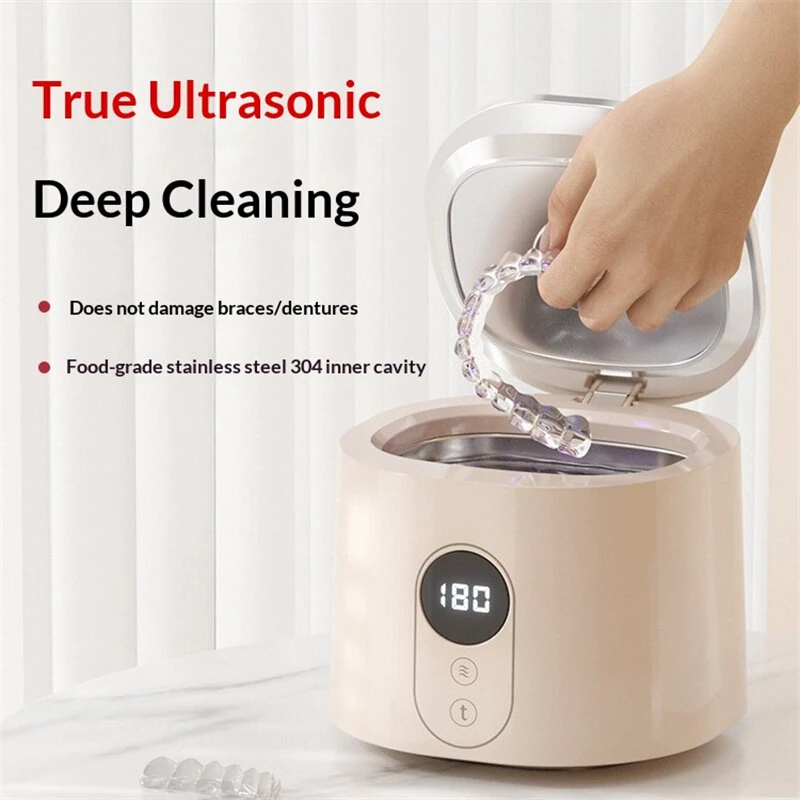 Tevorex Ultrasonic Cleaner with UV Sterilization 48kHz High Frequency Vibration, 270ml Stainless Steel Tank, Compact Dental & Jewelry Cleaning Device — view 3