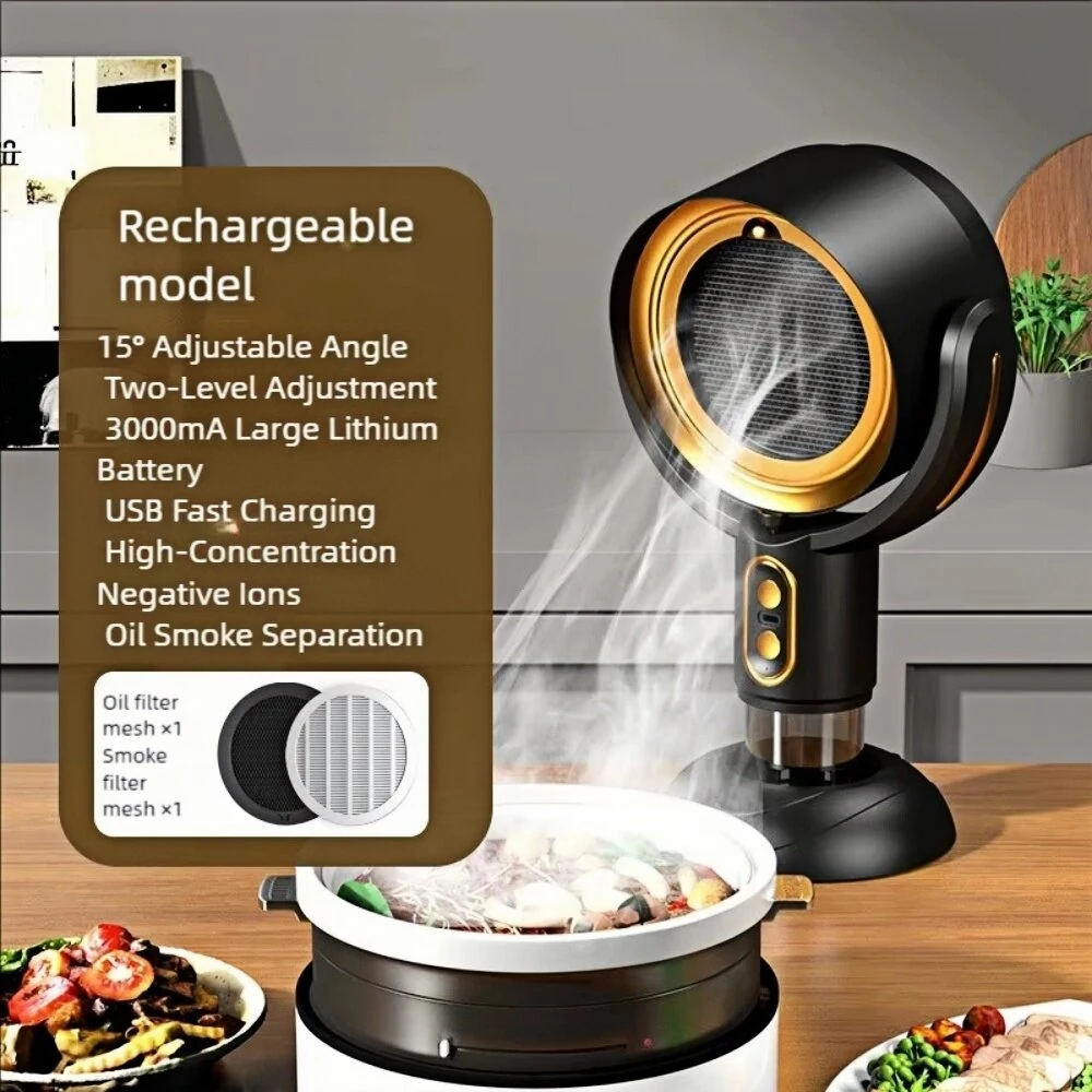 Tevorex USB Household Mini Rechargeable Desktop Range Hood Speed Angle Adjustment Negative Ions Output Portable Range Hood for Indoor Kitchen — view 4