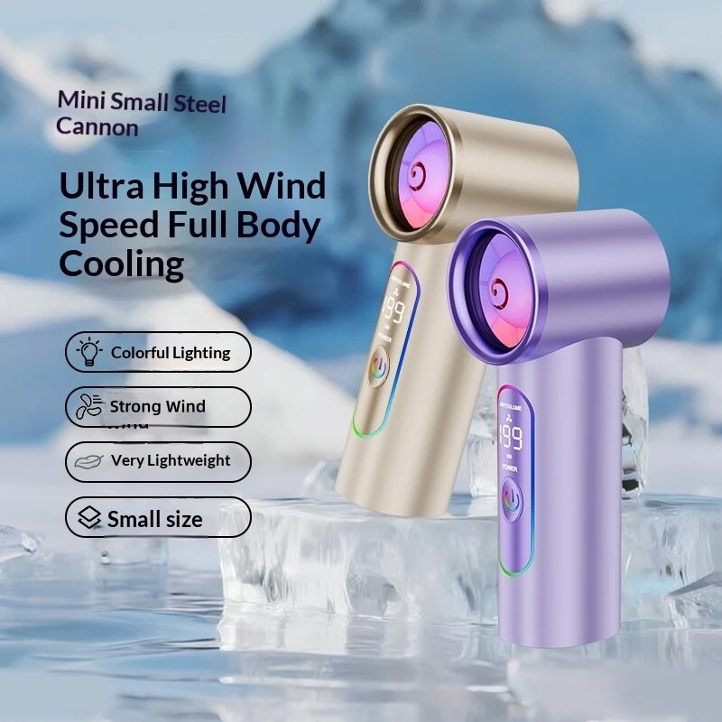Tevorex V9 Mini 3000mAh Portable Handheld Fan 199-Level Speed Adjustable USB Charging Energy-Efficient Cooling Fan with Clip Colorful Lighting for Outdoor Travel — view 2