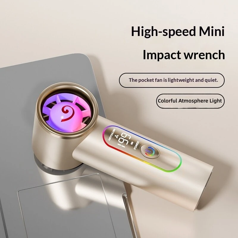 Tevorex V9 Mini 3000mAh Portable Handheld Fan 199-Level Speed Adjustable USB Charging Energy-Efficient Cooling Fan with Clip Colorful Lighting for Outdoor Travel — view 3