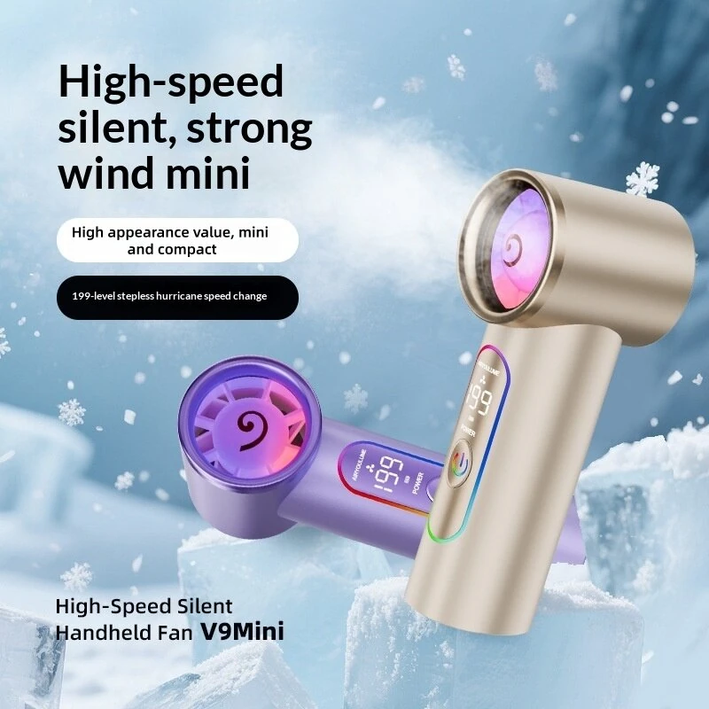 Tevorex V9 Mini 3000mAh Portable Handheld Fan 199-Level Speed Adjustable USB Charging Energy-Efficient Cooling Fan with Clip Colorful Lighting for Outdoor Travel — view 4