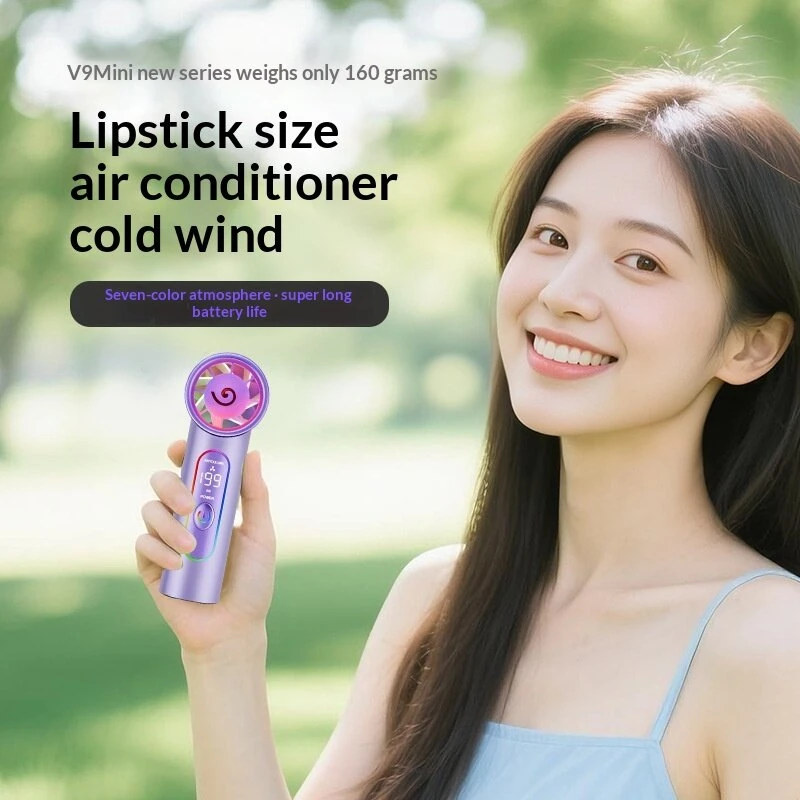 Tevorex V9 Mini 3000mAh Portable Handheld Fan 199-Level Speed Adjustable USB Charging Energy-Efficient Cooling Fan with Clip Colorful Lighting for Outdoor Travel — view 5
