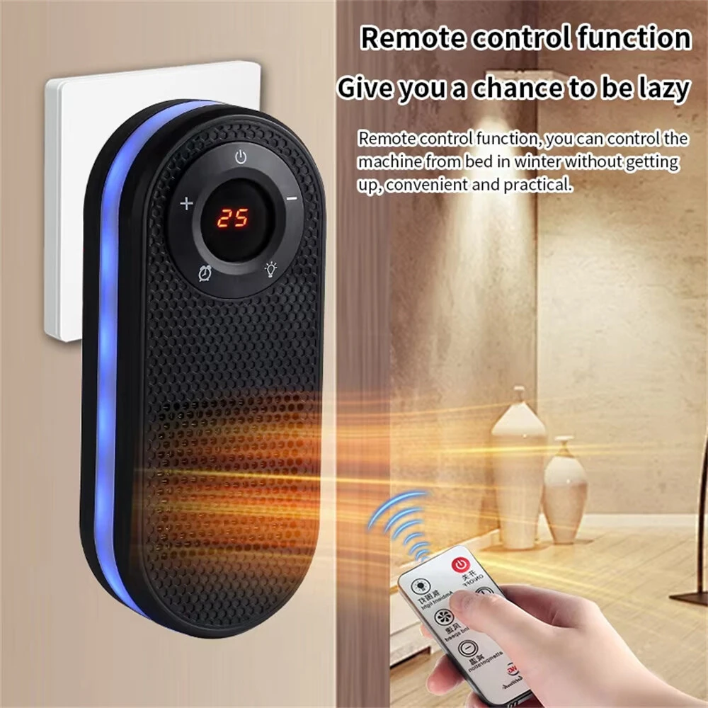 Tevorex Wall-Mounted Desktop Heater with 5-Color Night Light, Fast Heating & LCD Display, 2 Gears Adjustment Timer Heater for Home Office — view 4