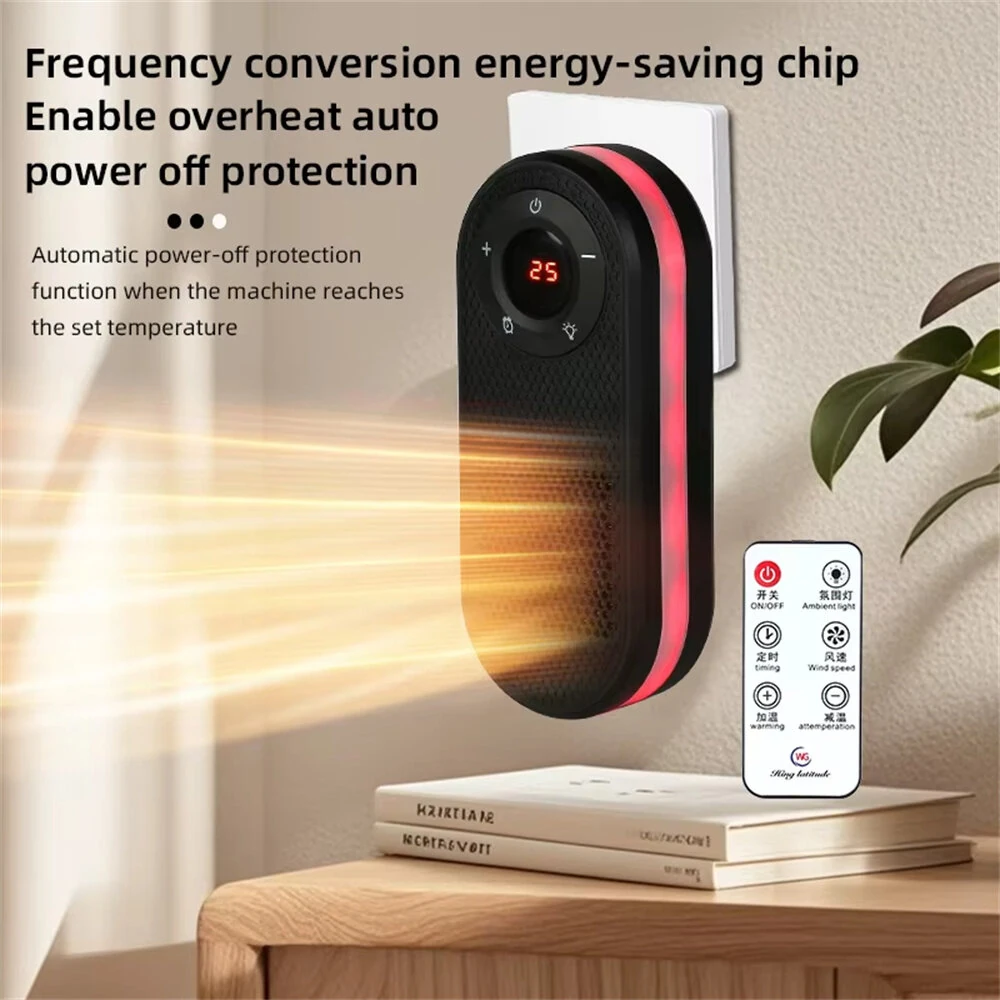 Tevorex Wall-Mounted Desktop Heater with 5-Color Night Light, Fast Heating & LCD Display, 2 Gears Adjustment Timer Heater for Home Office — view 5