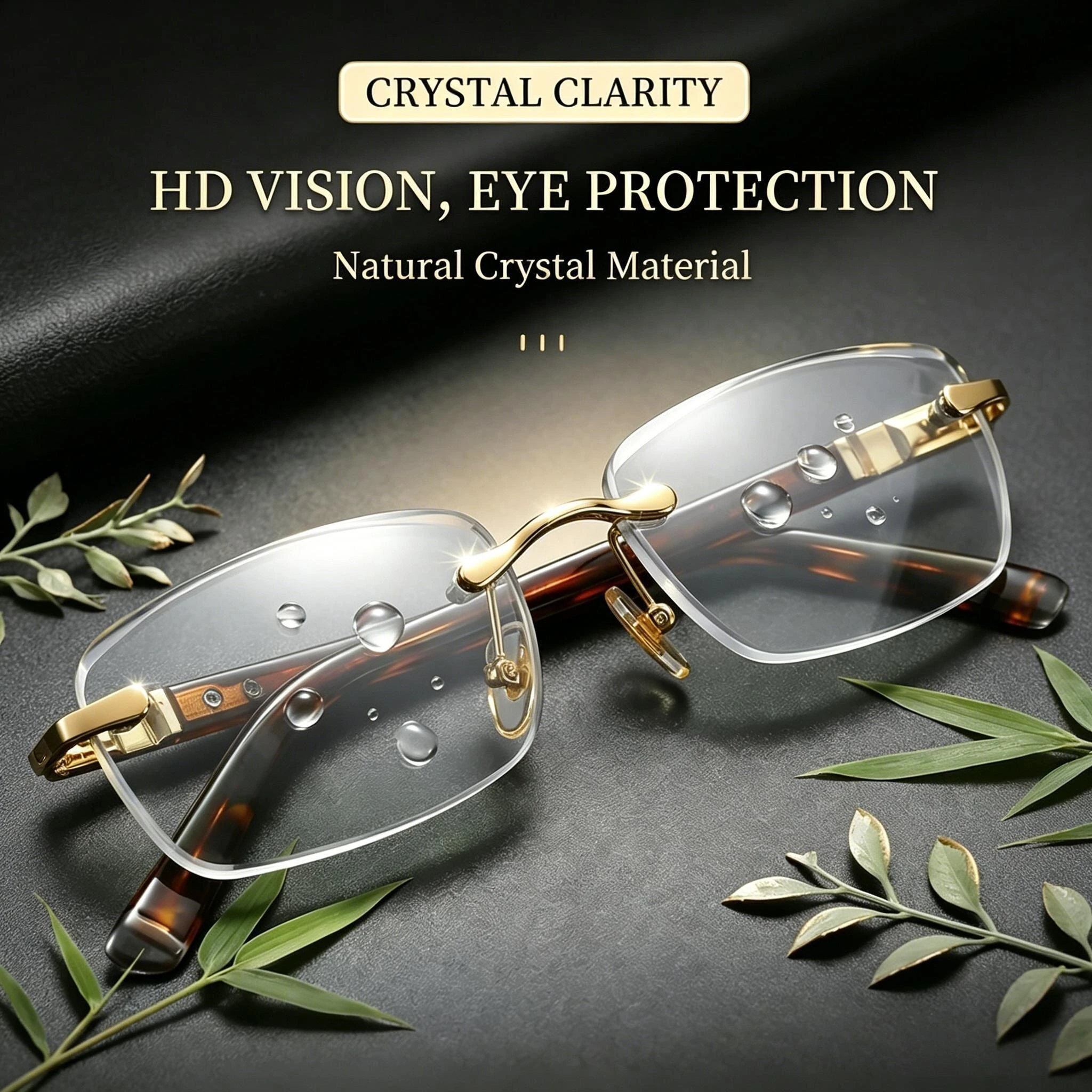 TF-98 Vintage Rimless Reading Glasses Progressive Multifocal Crystal Lenses With Cut Edge Anti-Fatigue HD Eyewear — view 5