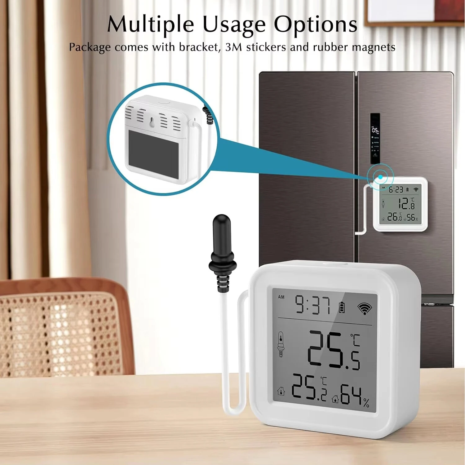 TH01 TH08 Tuya WiFi Temperature Humidity Meter with External Probe Sensor Digital LCD Screen Thermometer for Fish Tank Freezer — view 6