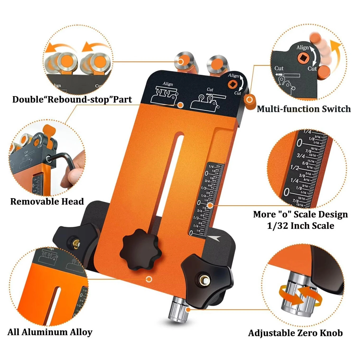 Thin Ripping Jig + Feather Boards for Table Saw Jig Guide 2 in 1 Woodworking Tools Make Repetitive Strip Cut While Powerful Reducing Workpiece Ejection Directly Data without Calculation for 3/4"X 3/8"T Slots — view 2