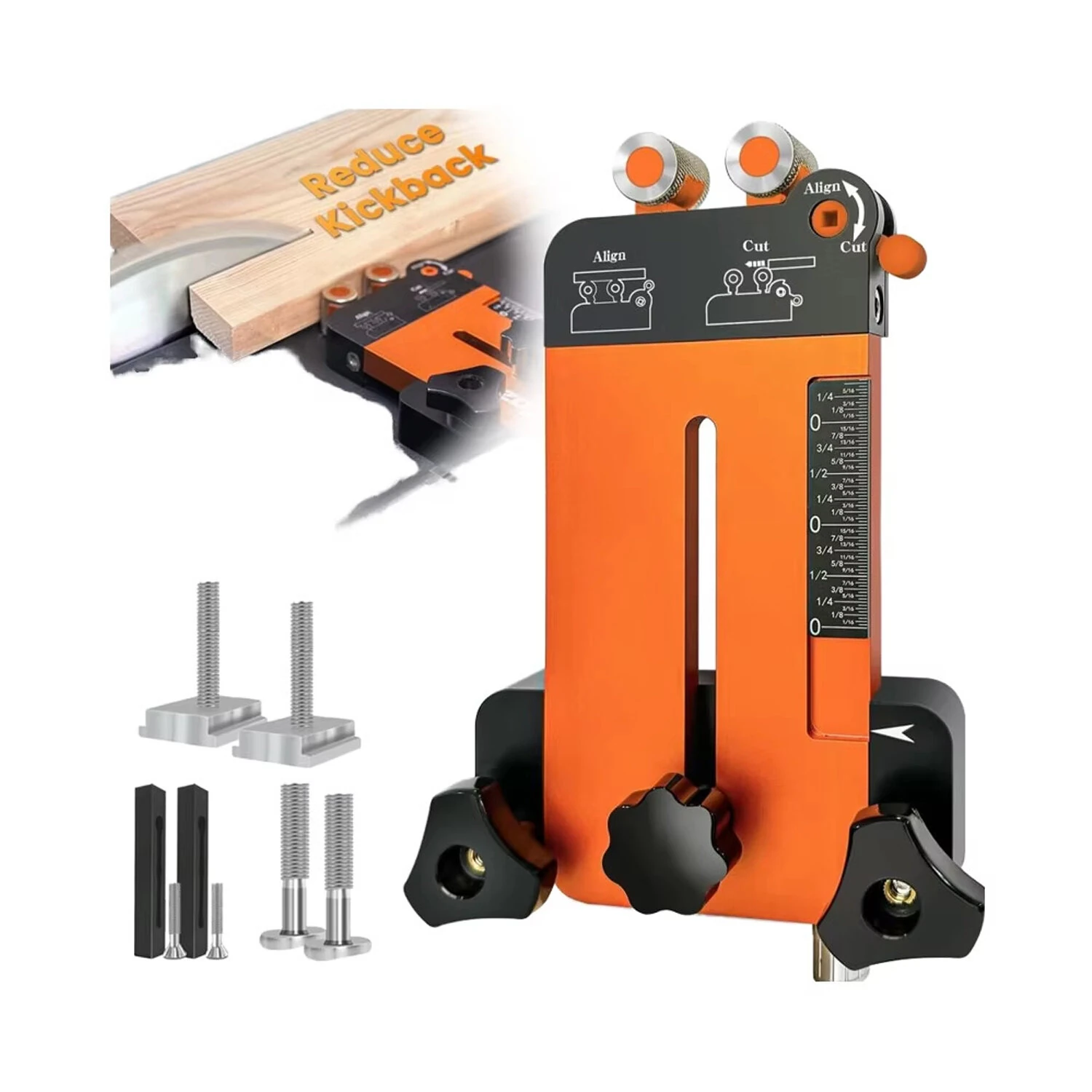 Thin Ripping Jig + Feather Boards for Table Saw Jig Guide 2 in 1 Woodworking Tools Make Repetitive Strip Cut While Powerful Reducing Workpiece Ejection Directly Data without Calculation for 3/4"X 3/8"T Slots — view 8