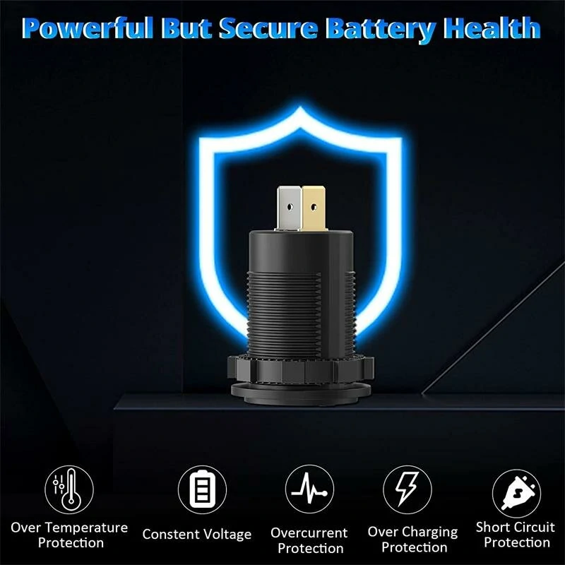 Three Port 12V/24V USB Charger Socket Dual 18W QC 3.0 & 20W PD USB-C For Car Motorcycle With Voltmeter Power Switch — view 3