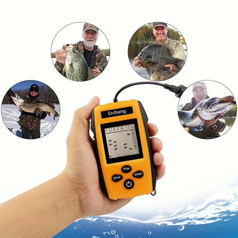 TL88E Portable Fish Finder Sonar Sensor LCD Display Water Depth Fish Location 200kHz Ultrasonic Underwater Fish Dectoter
