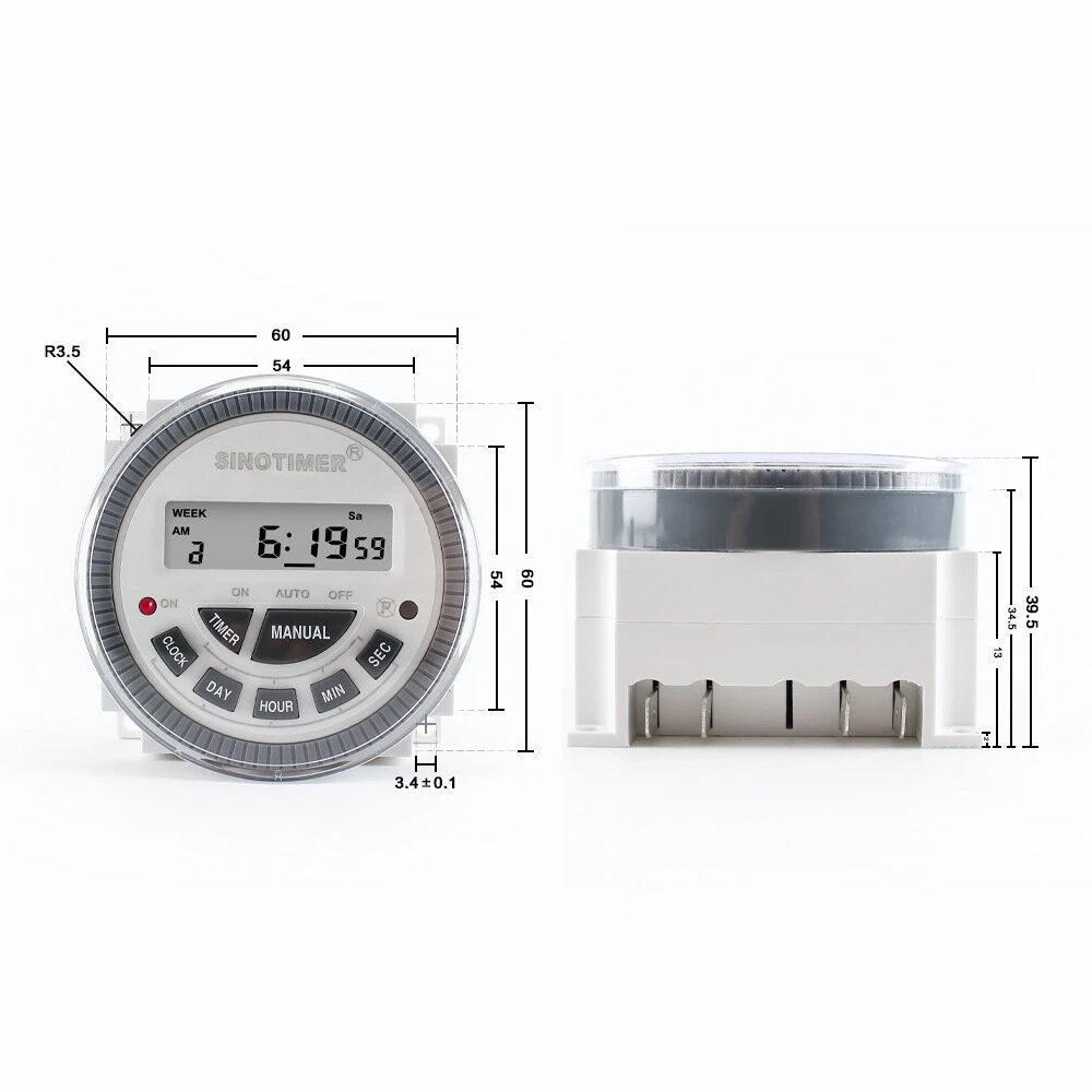 TM-619sH 10A Precision Digital Weekly Programmable Timer Switch  Replaceable Battery  Small Size — view 2