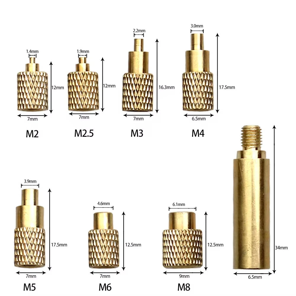 Toaiot TS100s Soldering Iron Tip Hot Melt Nut Indenter Kit Brass Inserts CNC Precision for M2 M3 M4 M5 M6 M8 Universal Soldering Iron Tips VORON Inlaid Nut Implant — view 3