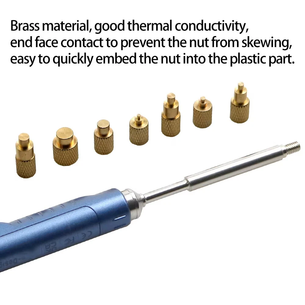Toaiot TS100s Soldering Iron Tip Hot Melt Nut Indenter Kit Brass Inserts CNC Precision for M2 M3 M4 M5 M6 M8 Universal Soldering Iron Tips VORON Inlaid Nut Implant — view 5