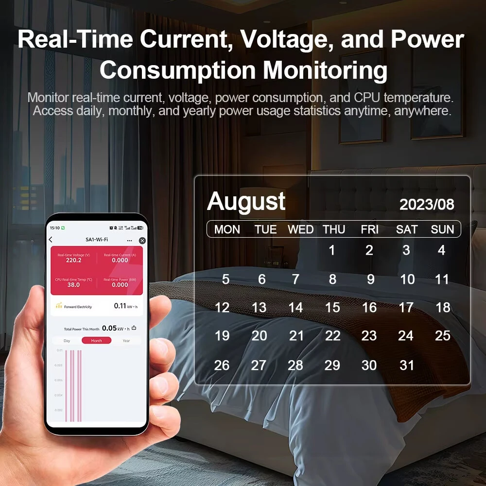 TONGOU Tuya Smart WiFi Energy Meter 1-50A Electric Sensor Real-Time Current Voltage Power Consumption Monitoring Home Assistant Control — view 4