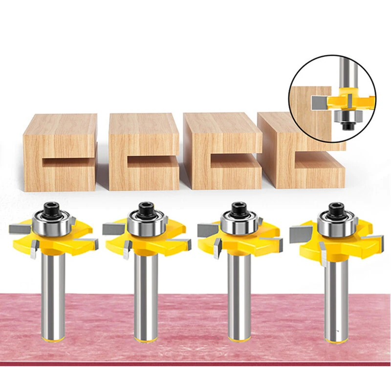 Tongue Groove Router Bit 8mm Shank 4 Flute Ball Bearing Grooving Cutter Tungsten Steel Straight End Mill for Woodworking Milling Cutting — image 1