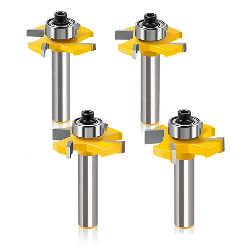 Tongue Groove Router Bit 8mm Shank 4 Flute Ball Bearing Grooving Cutter Tungsten Steel Straight End Mill for Woodworking Milling Cutting — view 2