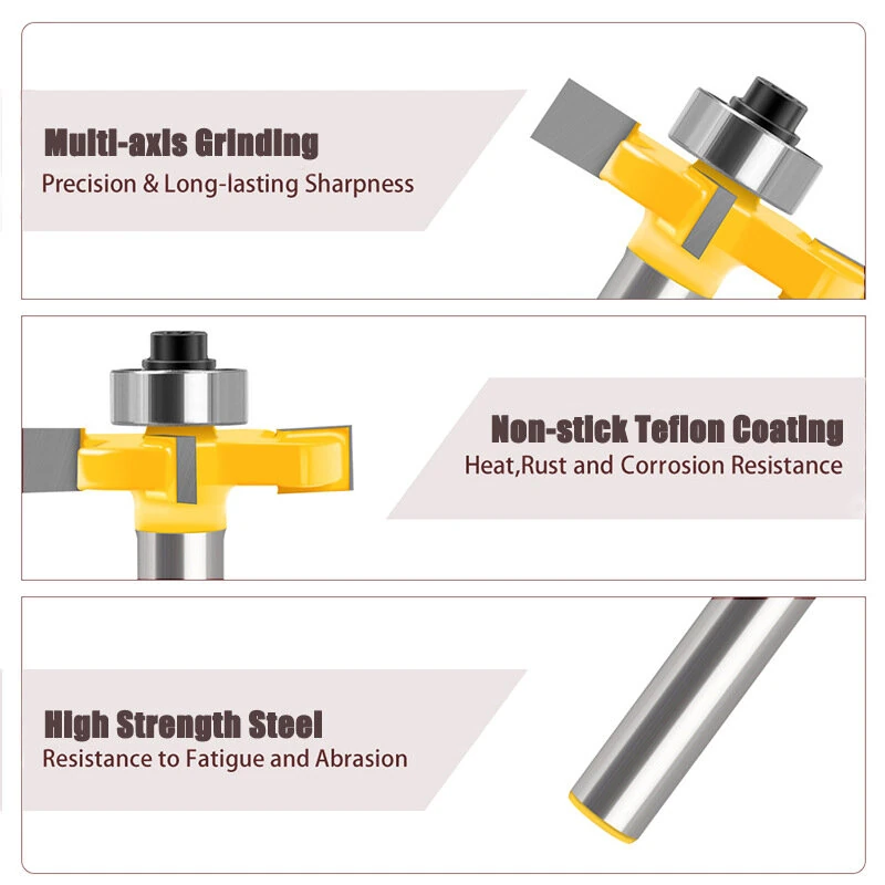 Tongue Groove Router Bit 8mm Shank 4 Flute Ball Bearing Grooving Cutter Tungsten Steel Straight End Mill for Woodworking Milling Cutting — view 3