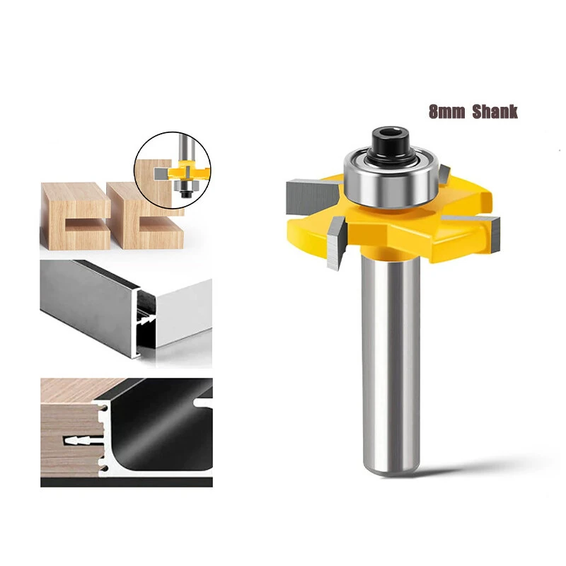 Tongue Groove Router Bit 8mm Shank 4 Flute Ball Bearing Grooving Cutter Tungsten Steel Straight End Mill for Woodworking Milling Cutting — view 6