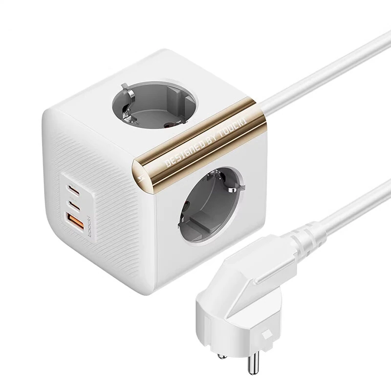 Toocki C27A Cube EU Socket 33W GaN Power Strip 7-in-1 USB-C Port 4000W 4AC Outlet 2USB-C 1USB-A Desktop Charging Station 1.5M Cable for Phone Tablet — Toocki