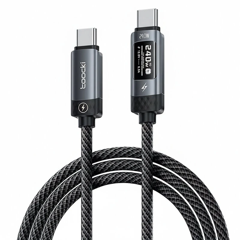 Toocki TX111C4 PD240W Type-C to Type-C Cable with Smart OLED Display PD3.1 SFC2.0 Fast Charging Data Transmission Tinned Copper Core Line 1M Long for iPhone 17 17 Pro 16 Pro Max 15 for Xiaomi 17pro for Huawei Mate XTs for OPPO for VIVO
