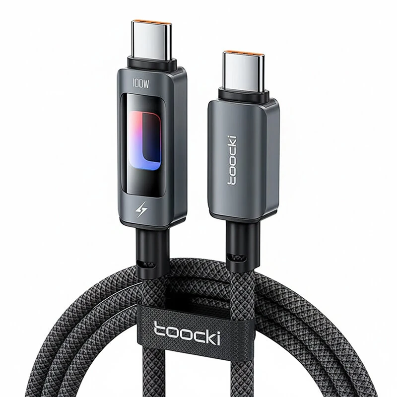 Toocki TX112C2 PD100W Type-C to Type-C Hollow Design Cable with Dynamic RGB Light Fast Charging Data Transmission Tinned Copper Core Line 1M/2M Long for iPhone 17 17Pro 16 Pro Max 15 for Xiaomi 17pro for Huawei Mate XTs for OPPO for VIVO