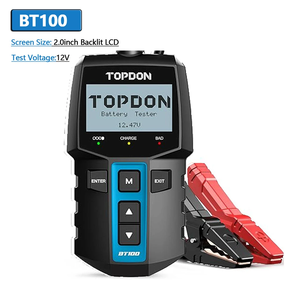 TOPDON BT200 / BT100 Battery Tester Charging Cranking Test Tools for Car 24V/12V Car Diagnostic Battery Monitor 100-2000CCA — view 7