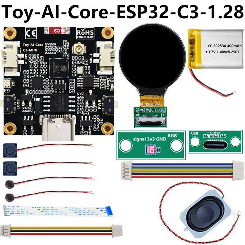 Toy-AI-Core-ESP32-C3 Smart Voice Robot Mini Development Board 1.28/1.54 Inch LCD Extension Board AI DeepSeek Xiaozhi Core C3 Toy Doll Core — view 7