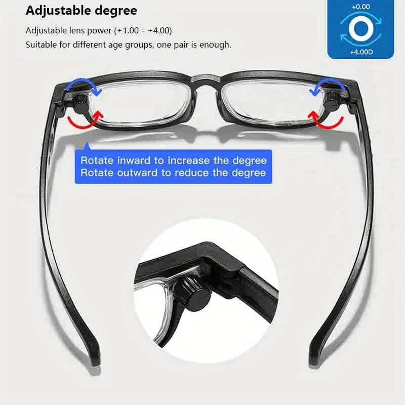 TR Adjustable Focus Reading Glasses Range +1.0 to +4.0 Comfortable Anti-blue Light Zoom Presbyopia Glasses — view 3